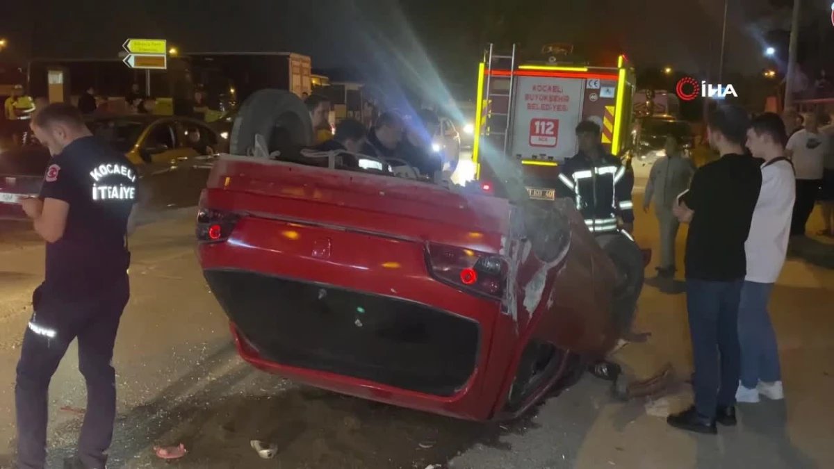 bariyere carparak takla atan otomobilden burunlari bile kanamadan ciktilar 0